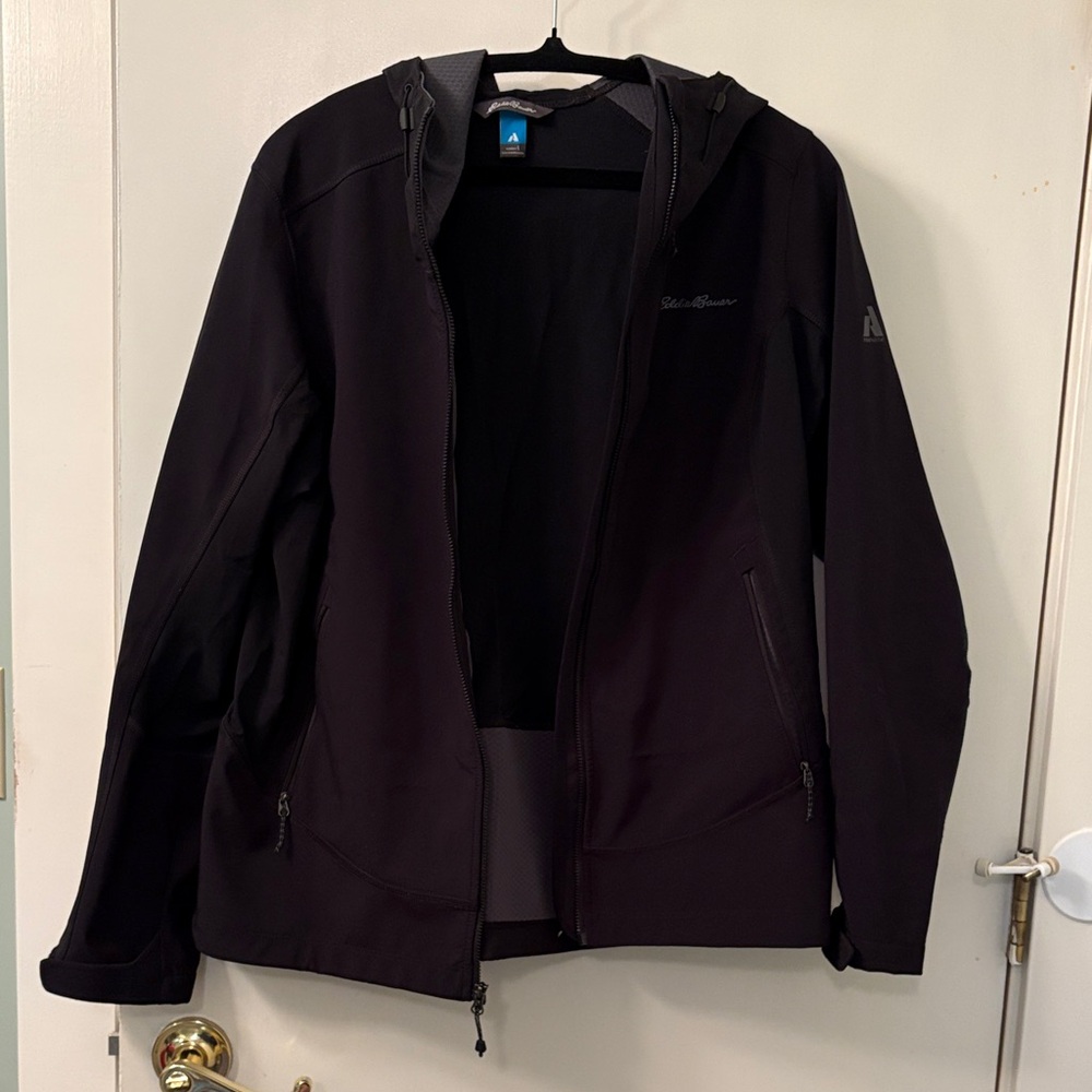 Women’s Large Eddie Bauer Black Hooded Softshell Jacket